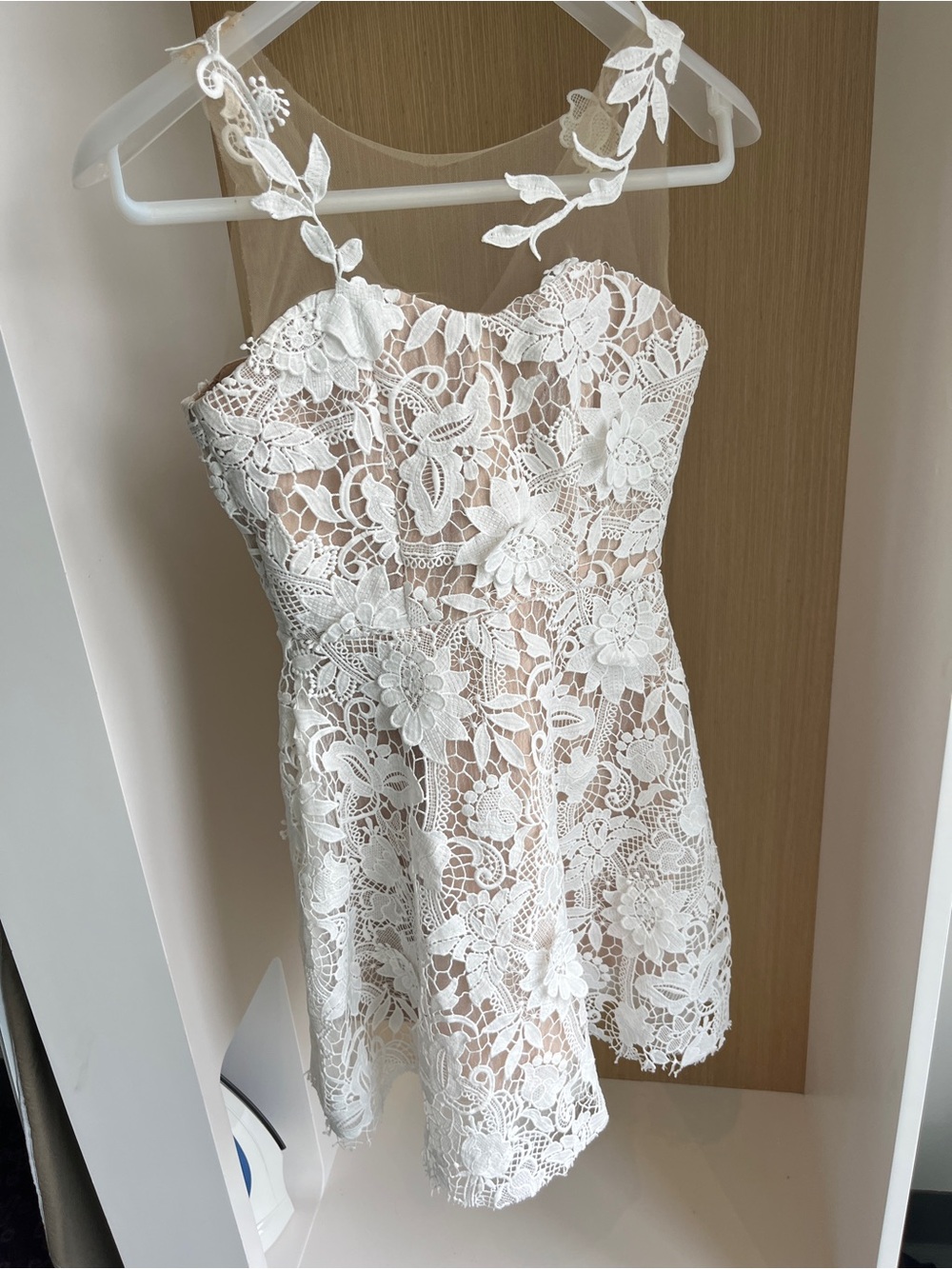 For Love & Lemons White Floral Lace Mini Dress